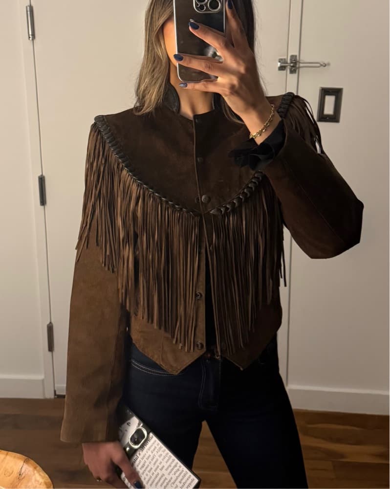 Brown Fringe Suede Jacket - Image 6