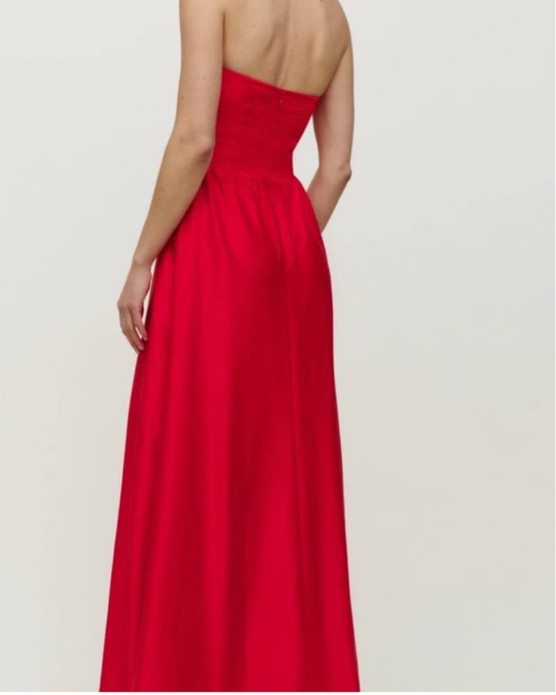 Reformation Cherry Red Halter Neck Gown - Image 3