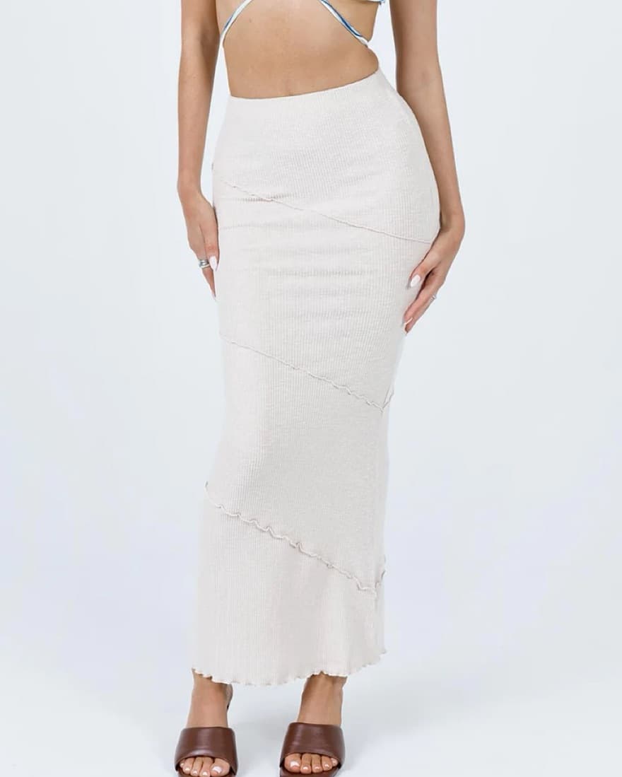 Oscar Maxi Skirt Beige - Image 4