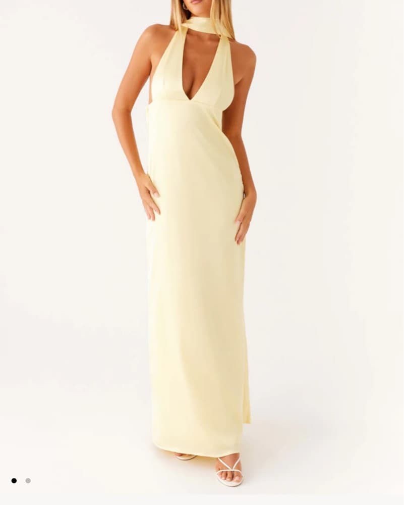 Elegant Yellow Halter Maxi Dress - Image 1