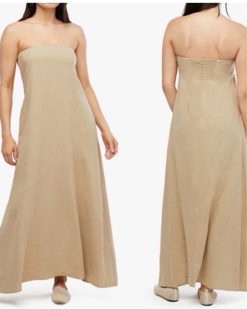 WeWoreWhat Linen Strapless Dress - Image 4