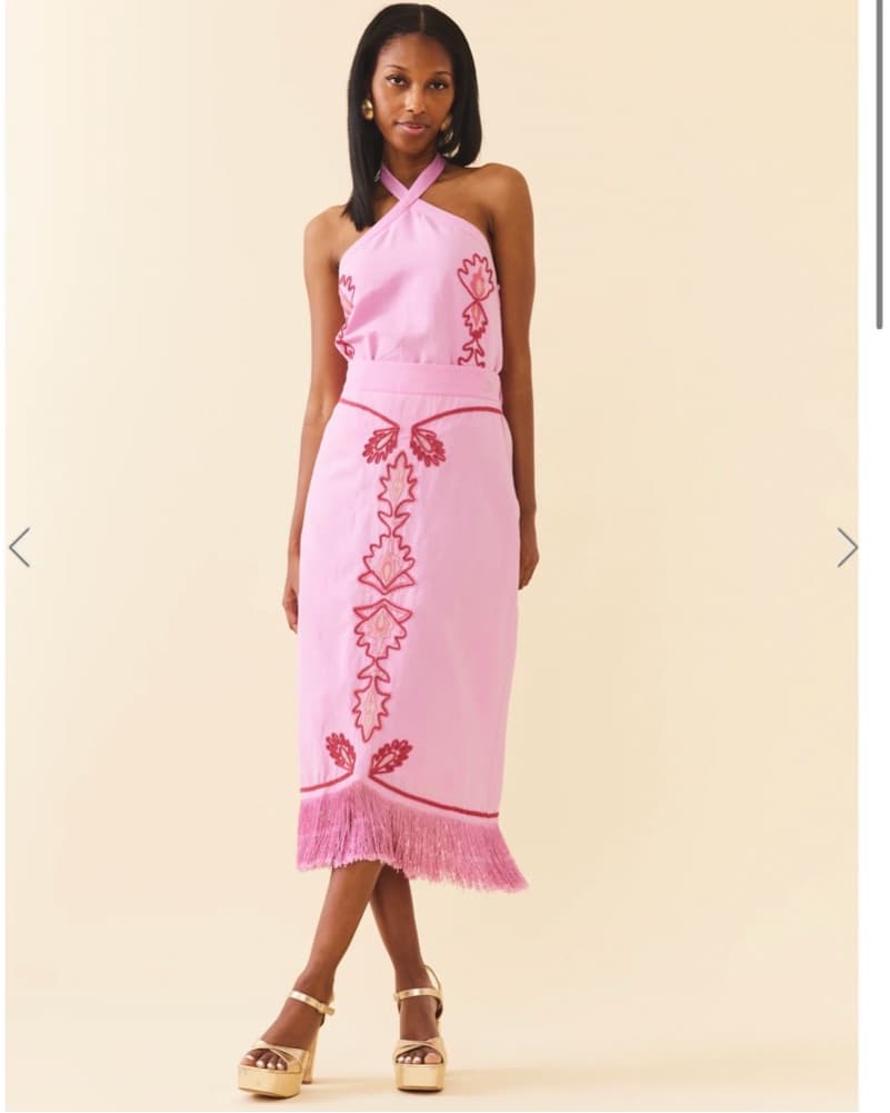Eddy Embroidered Top & Fringe Skirt Set - Image 1