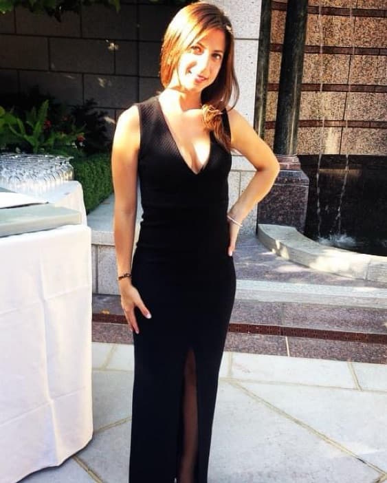 Alice and Oliva Deep V Gown with Slit - Image 1