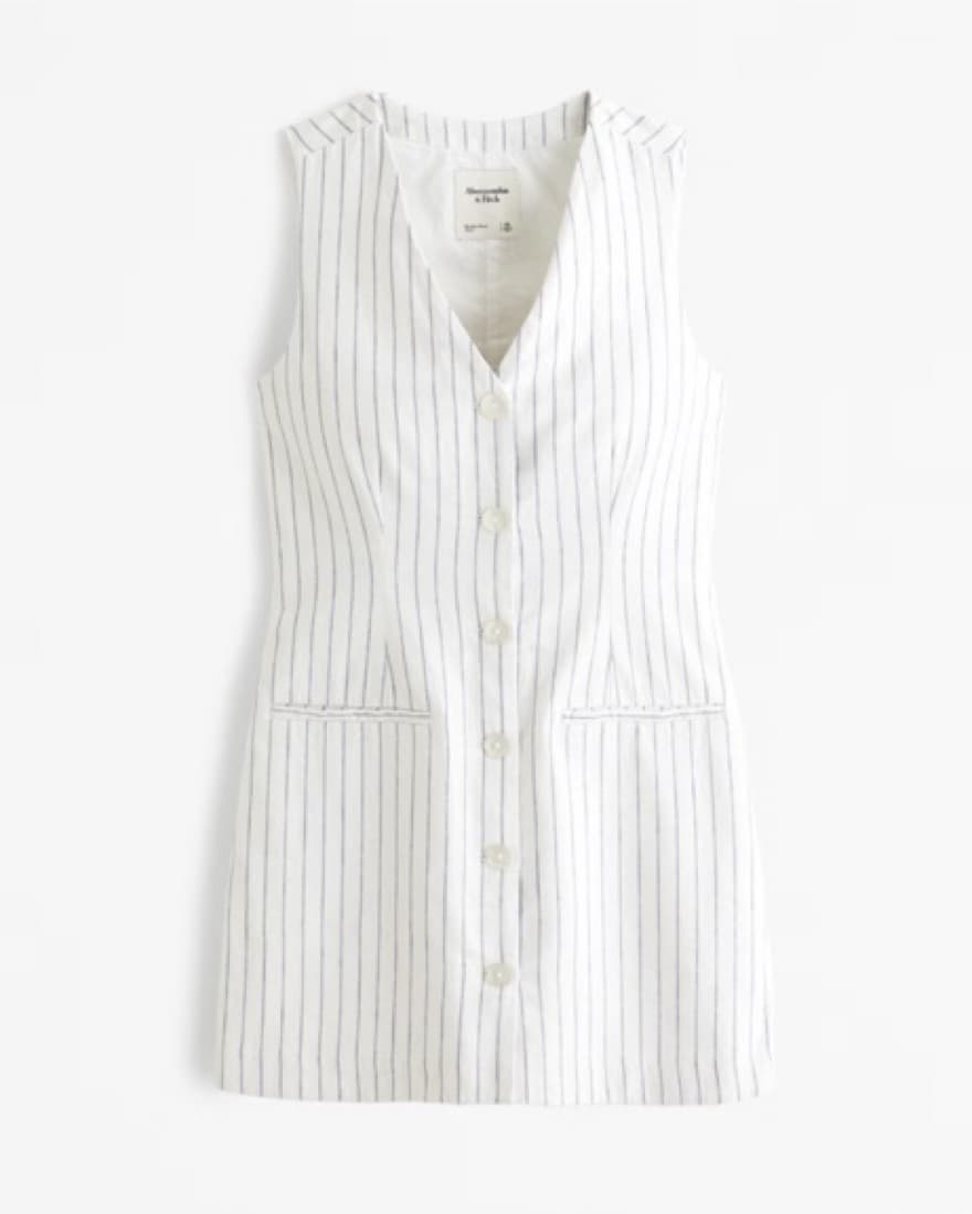 Abercrombie White Linen Striped Dress - Image 2