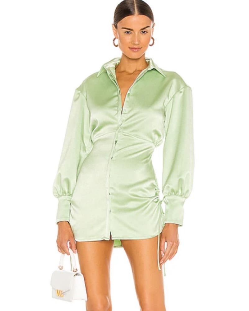 DANIELLE GUIZIO Ruched Button Up Dress - Image 1