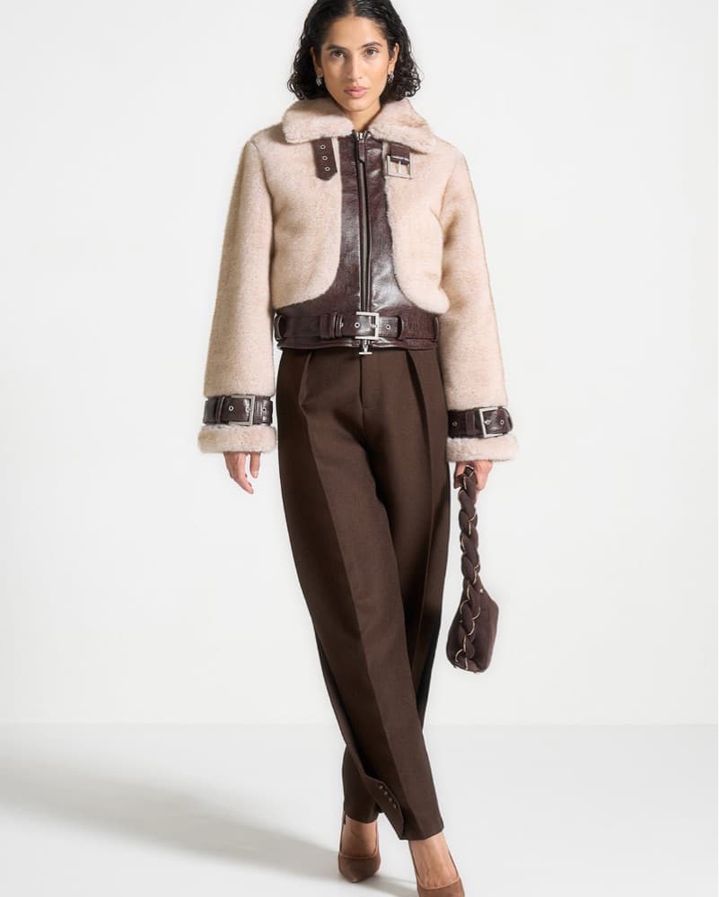 Fur & Leather Belted Jacket  - Image 3