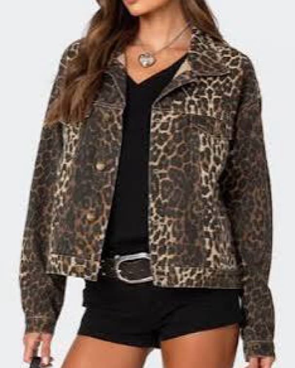 Cheetah denim Jacket - Image 1