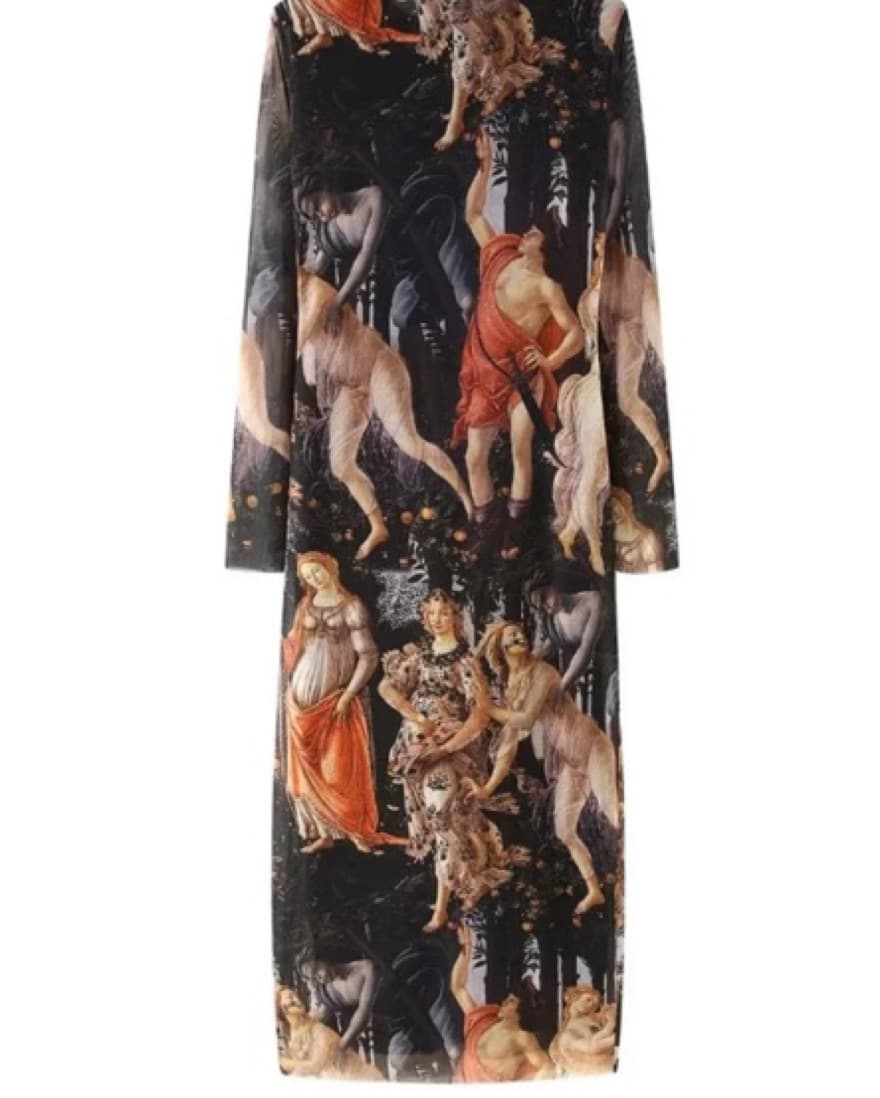 Botticelli print tulle Midi Dress - Image 3