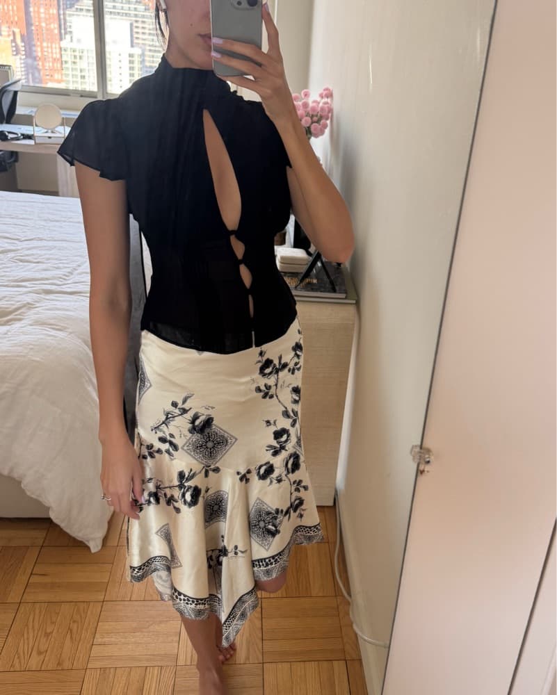Vintage Roberto Cavalli Silk Midi Skirt - Image 1