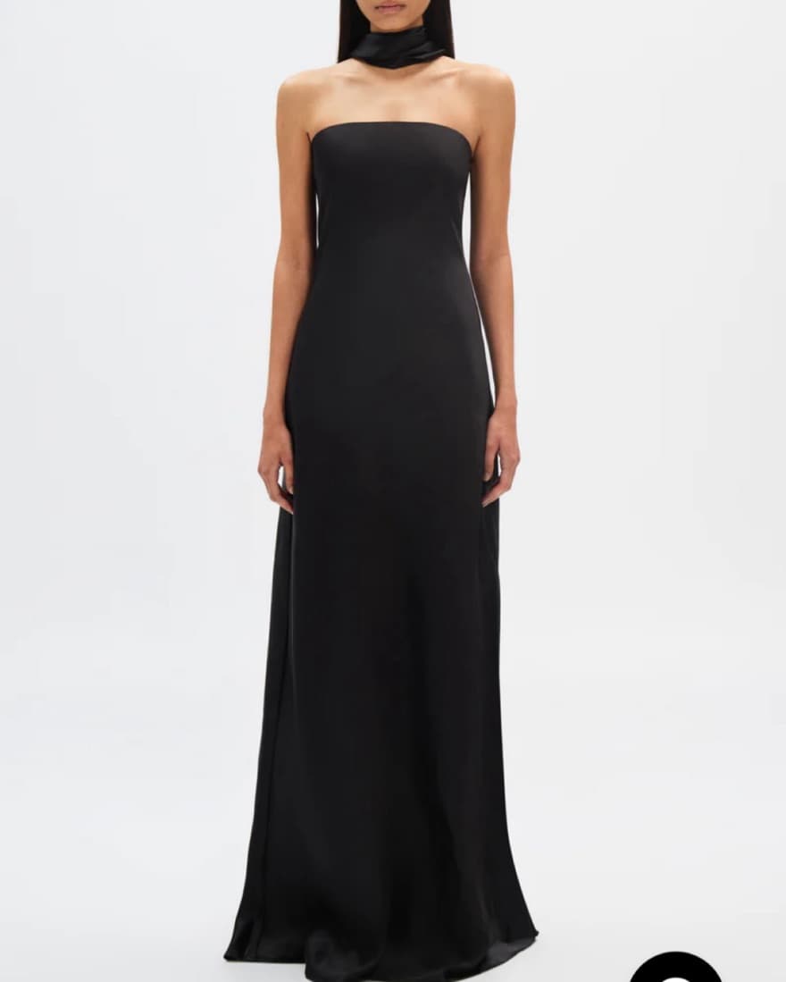 Custom Satin Gown with Neck Sash - Image 4