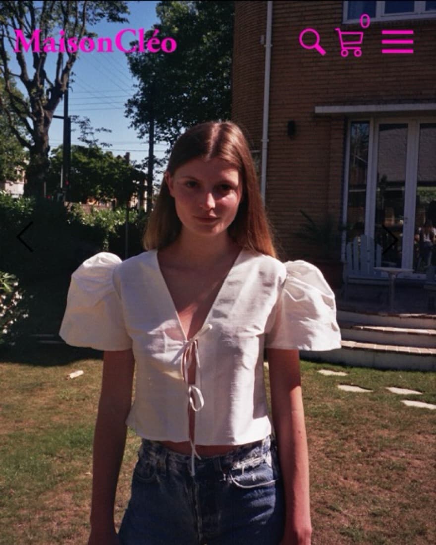 Maison Cleo Puff Sleeve Tie Top - Image 3