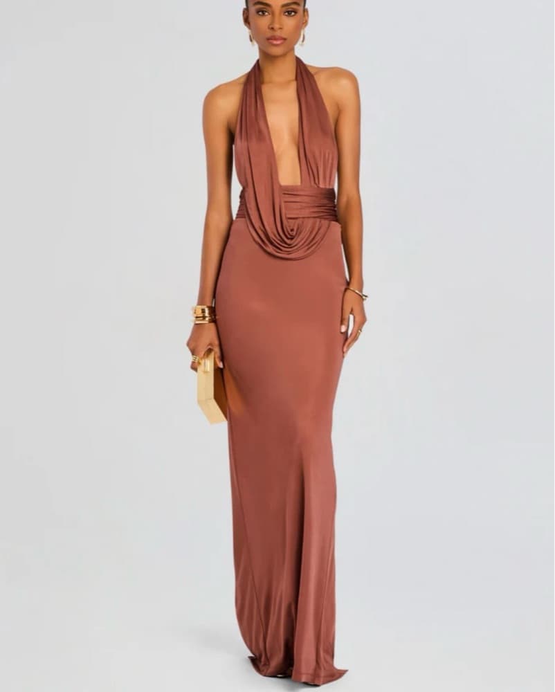 Retrofête Payton Dress - Chestnut - Image 3