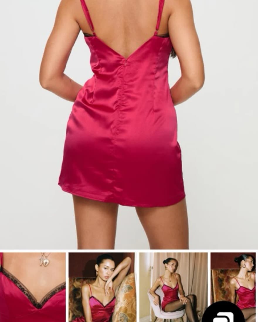 Red Satin Dress - Image 2