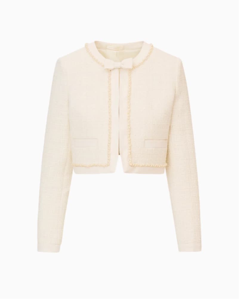 LoveShackFancy Cropped Tweed Jacket - Image 2