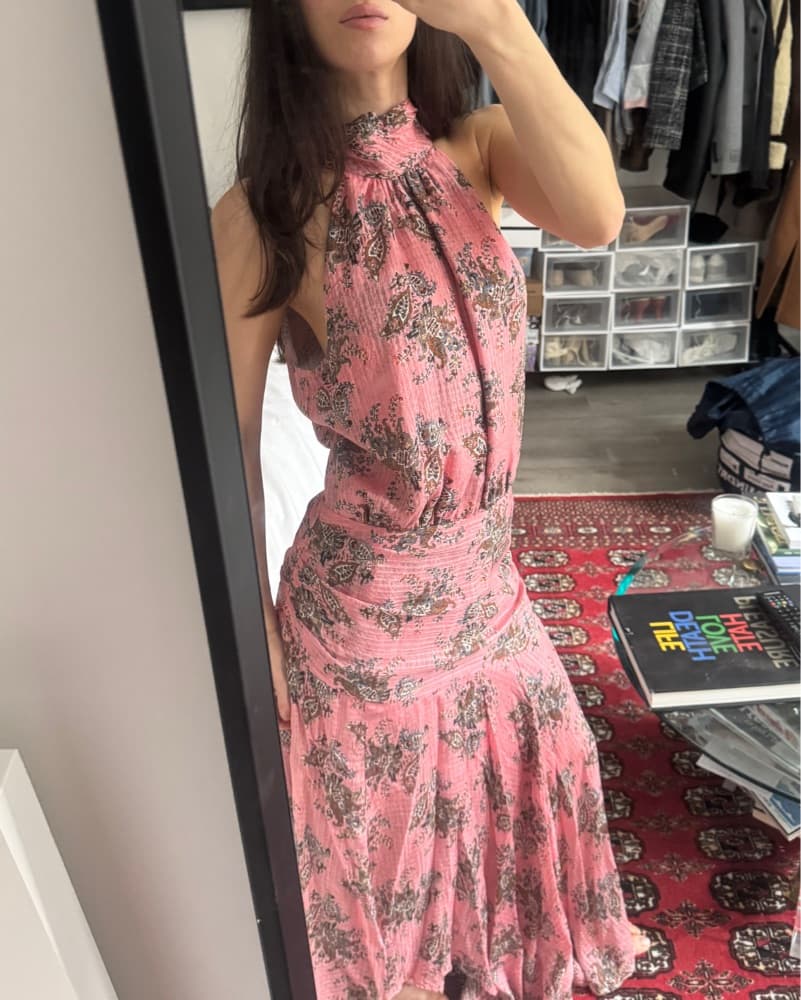 Veronica Beard Draped Silk Halter Dress - Image 2