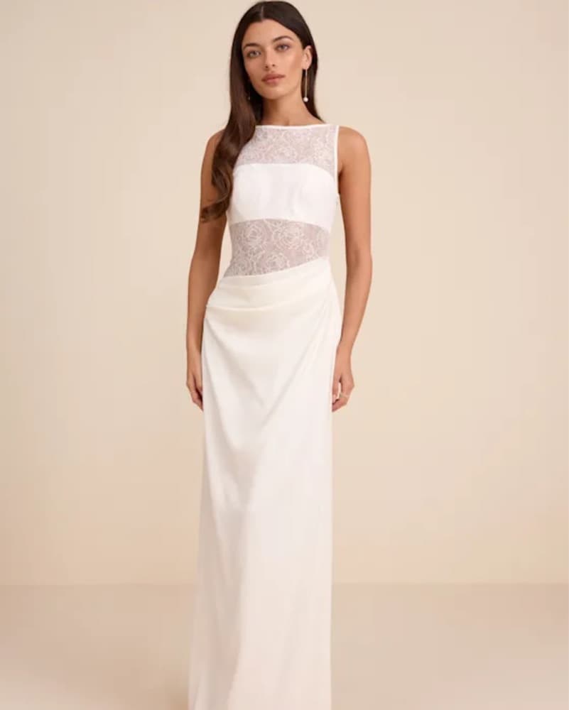 Lulus White Lace Cut Dress - Image 1