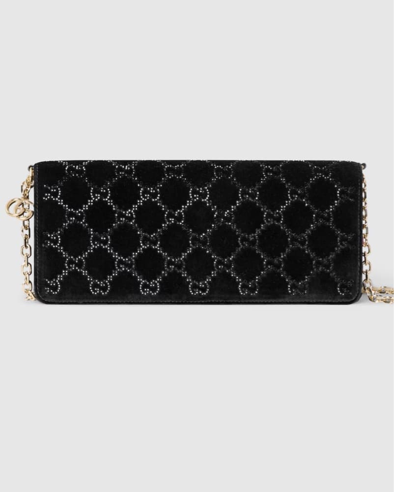 Gucci Crystal Black Velvet Clutch - Image 1