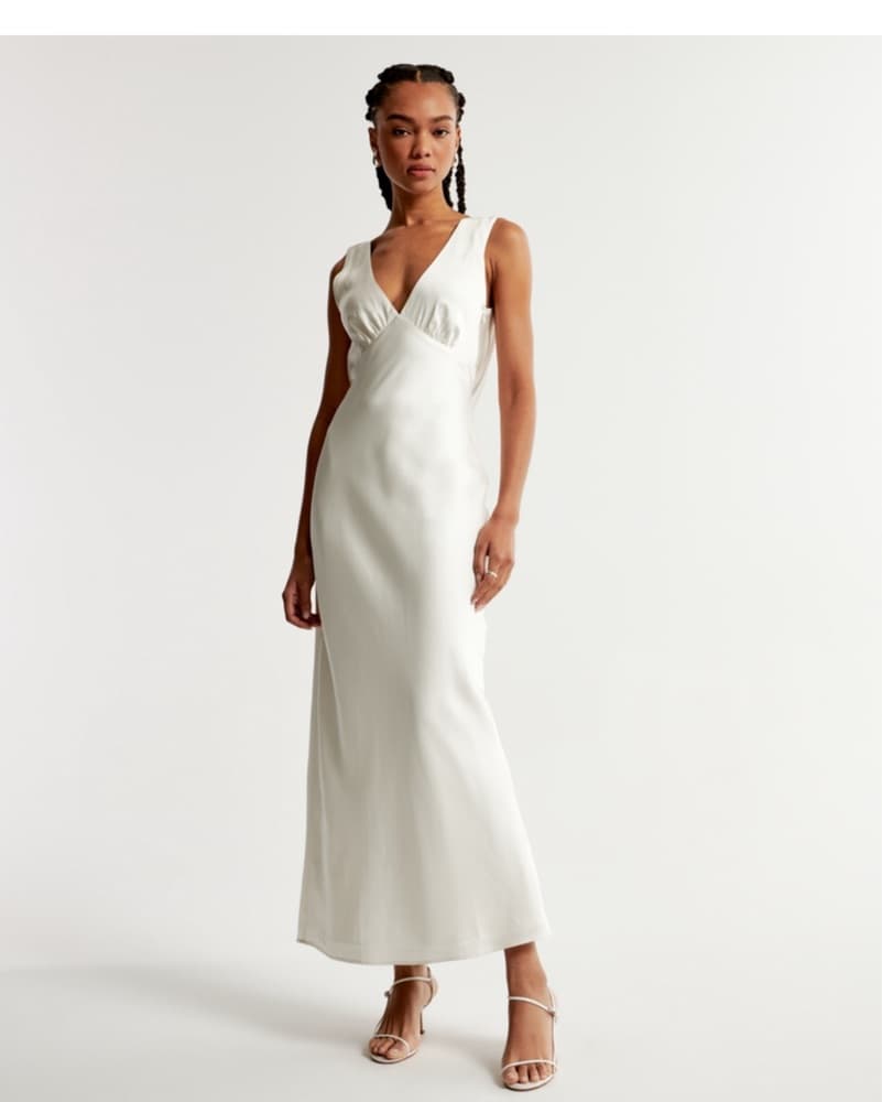 Plunge Cowl Back Maxi Dress - Image 1