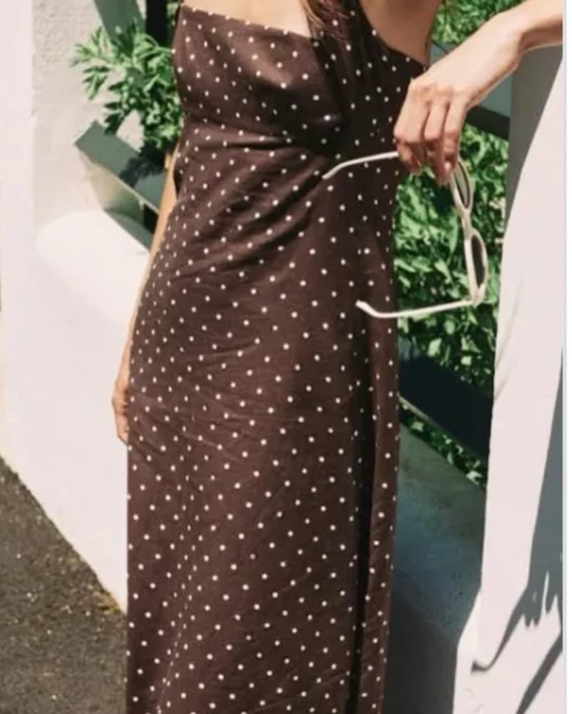 Brown Polka Dot Midi Dress - Image 2