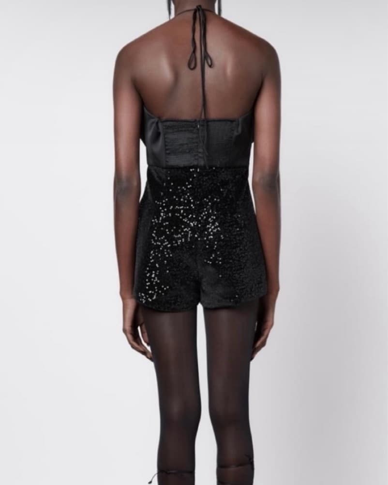 Zara Sequin Bow Romper - Image 2