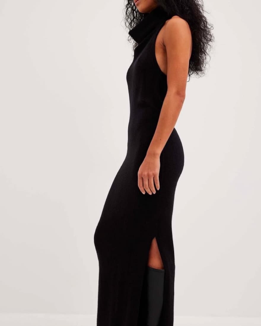 NA-KD Knitted Halterneck Maxi Dress - Image 3