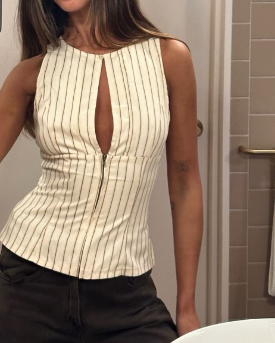 Lioness Bebe Top - Cream Stripe - Image 2