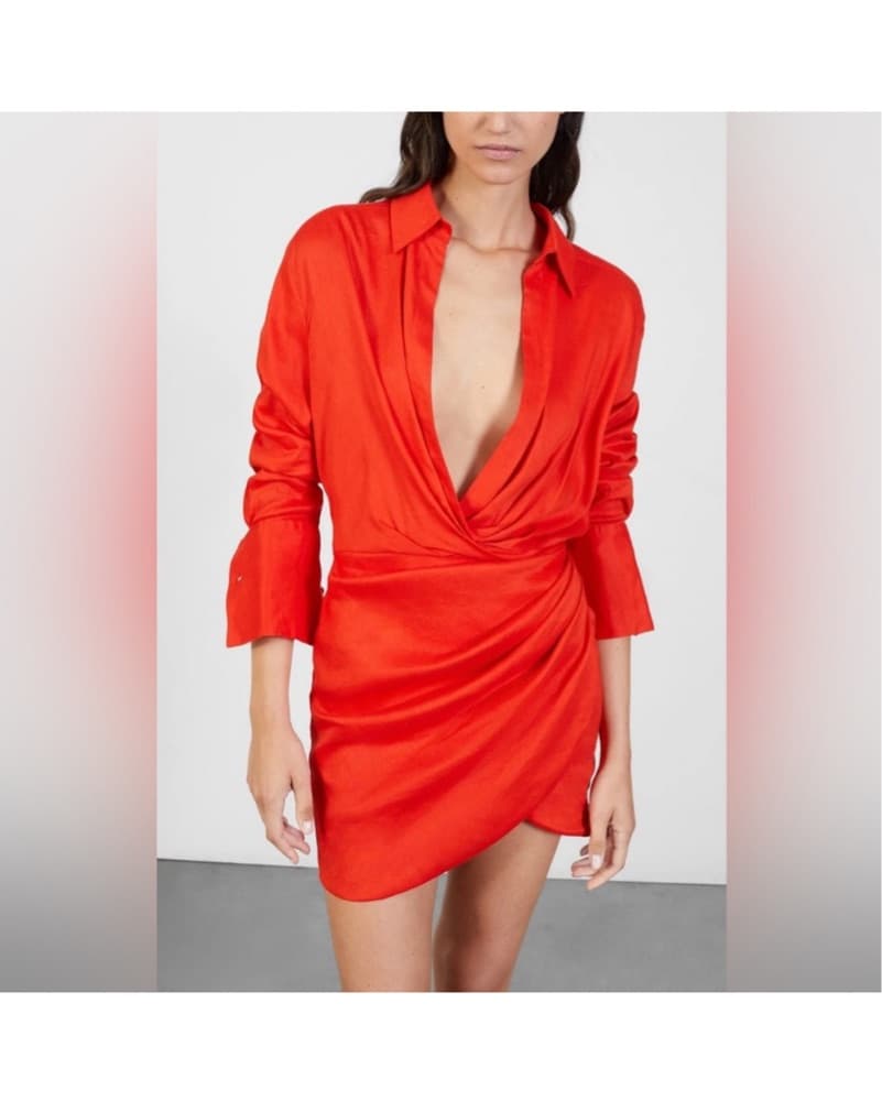 Vibrant Red Gauge81 Draped Dress - Image 2