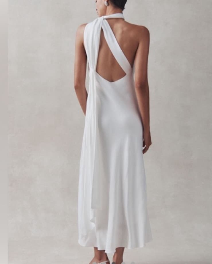 BHLDN One Shoulder Scarf Midi Dress - Image 3