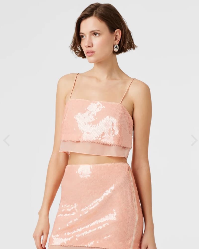 Toccin Peach Sequin Crop Top - Image 1