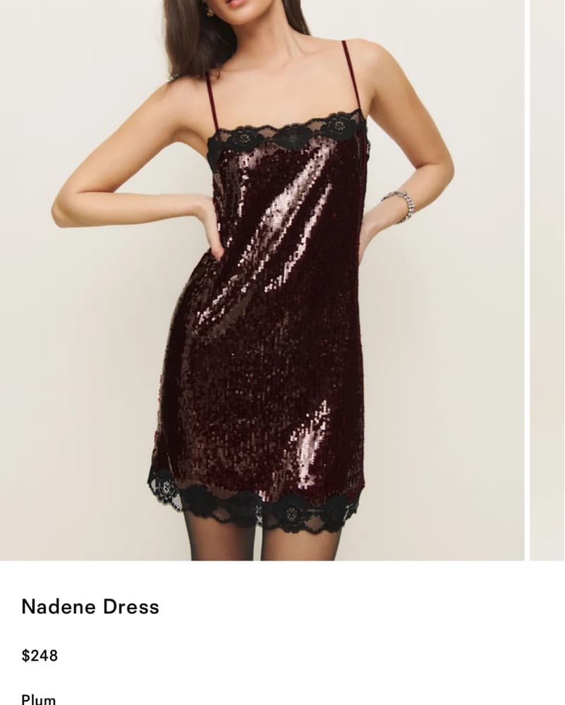 Reformation Maroon Sequin With Black Lac - Image 1