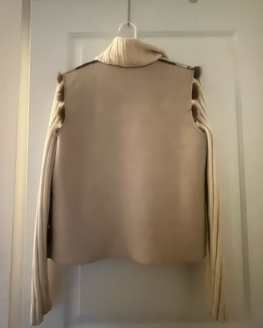 Knit Faux Fur Lined Sweater W/ Suede  - Image 3