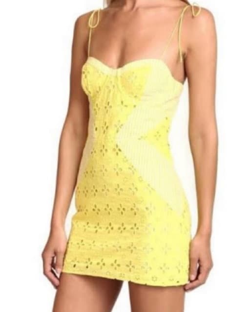 For Love and Lemons Yellow Eyelet Dress - Image 3