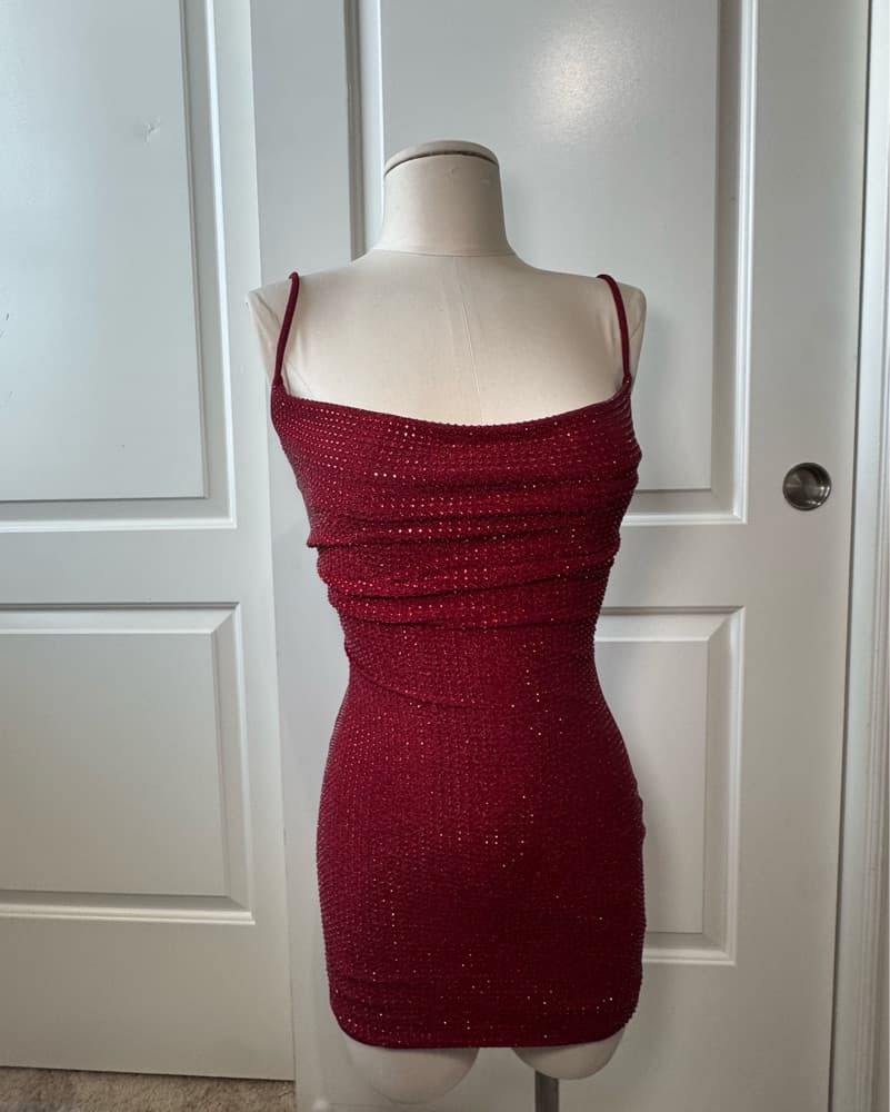 Red Sequin Windsor Mini Dress - Image 2