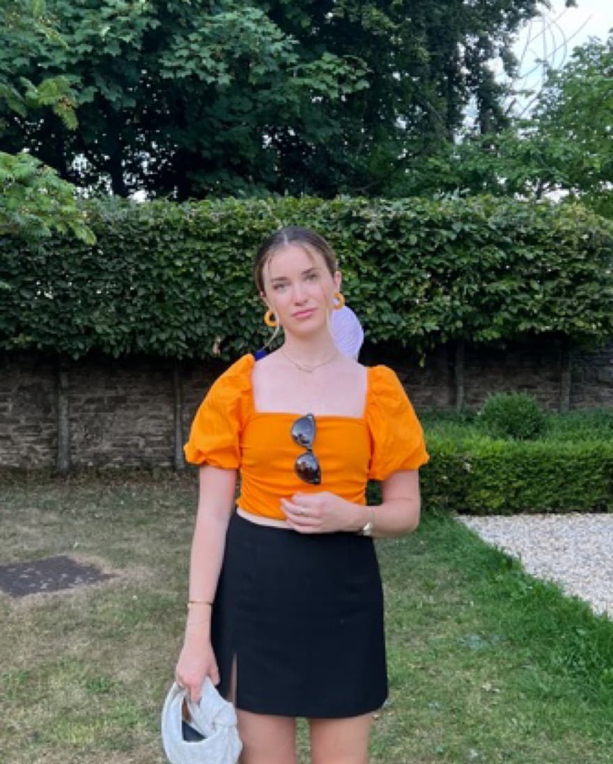 Zara Orange Puff Sleeve Top - Image 1