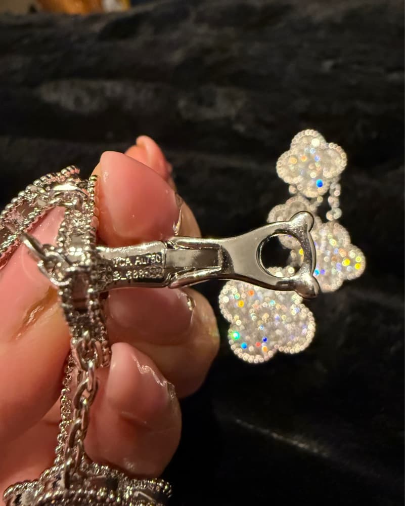 Van Cleef Replica Pave Alhambra Earrings - Image 3