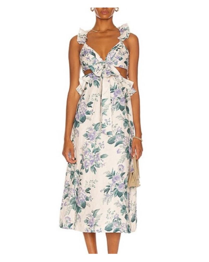 Zimmerman Floral Ruffle Midi Dress - Image 1