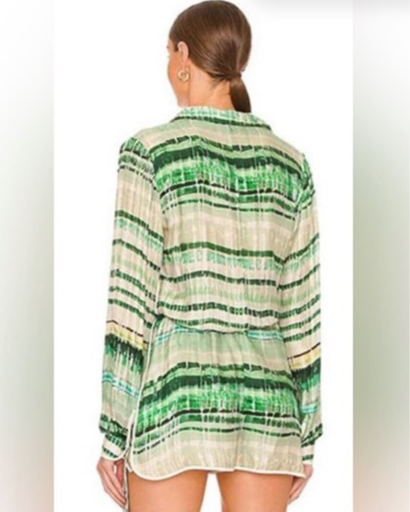 Alexis Green Striped Romper - Image 4