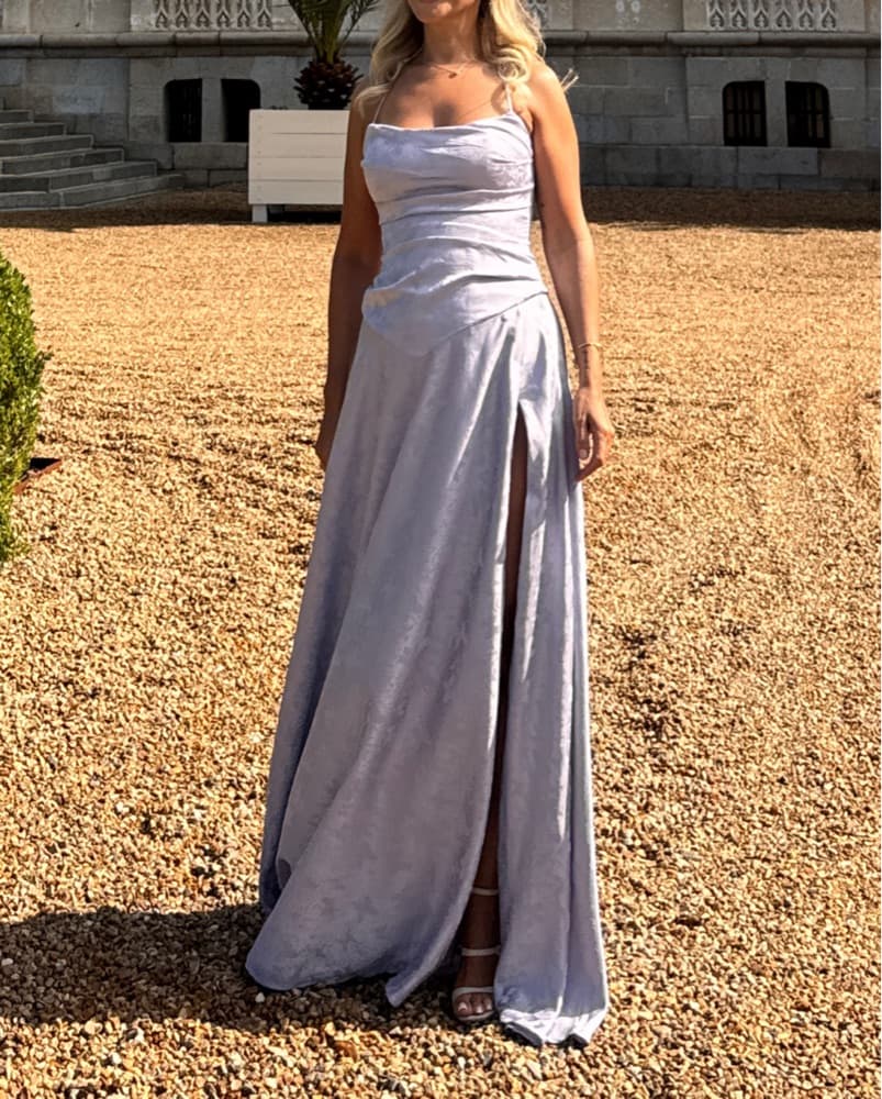 Raegan Taro PElegant Lavender Satin Gown - Image 2
