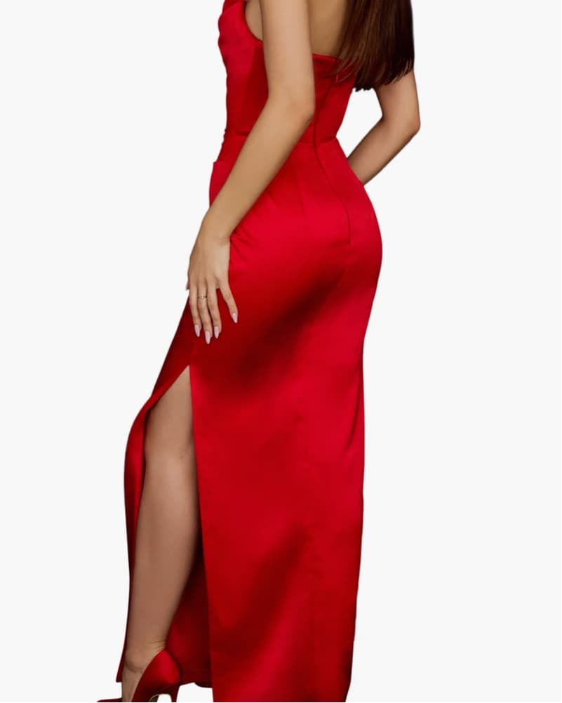 House Of CB Elegant Red Satin Gown - Image 3