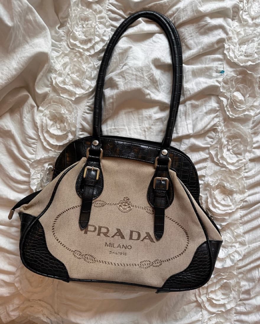 Prada Grey And Black Shoulder Bag  - Image 1