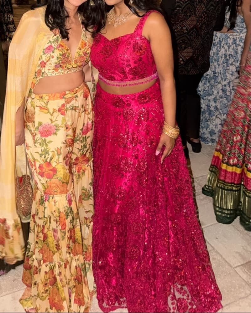 Hot Pink Magenta Sequin Lehenga - Image 3