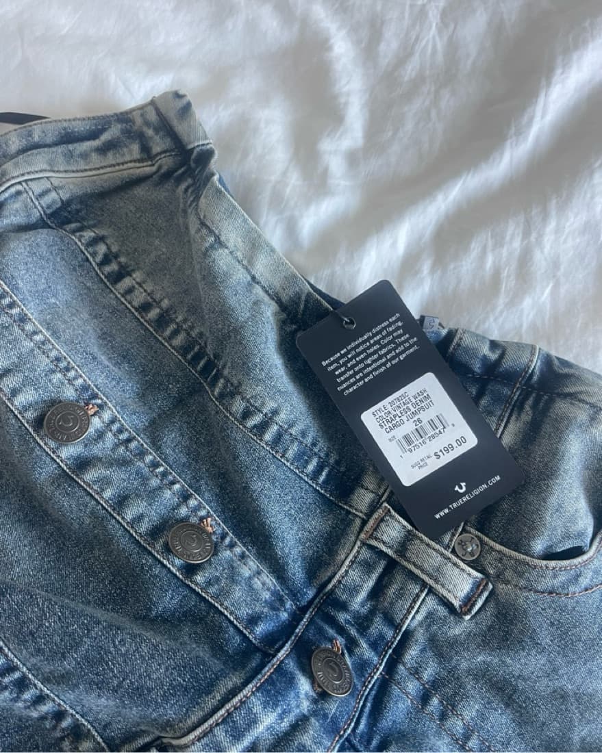 True Religion Cargo Strapless Jumpsuit! - Image 4