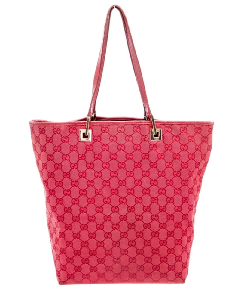 Gucci Vintage Canvas Tote Red - Image 4