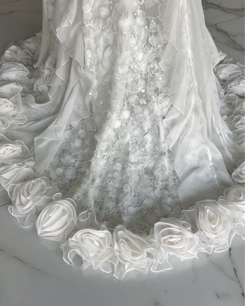 Glamorous Lace Embellished Wedding Gown - Image 5