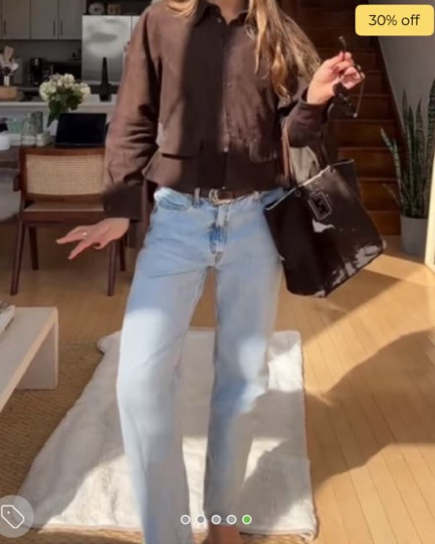 Zara Suede Peplum Blazer L - Image 6