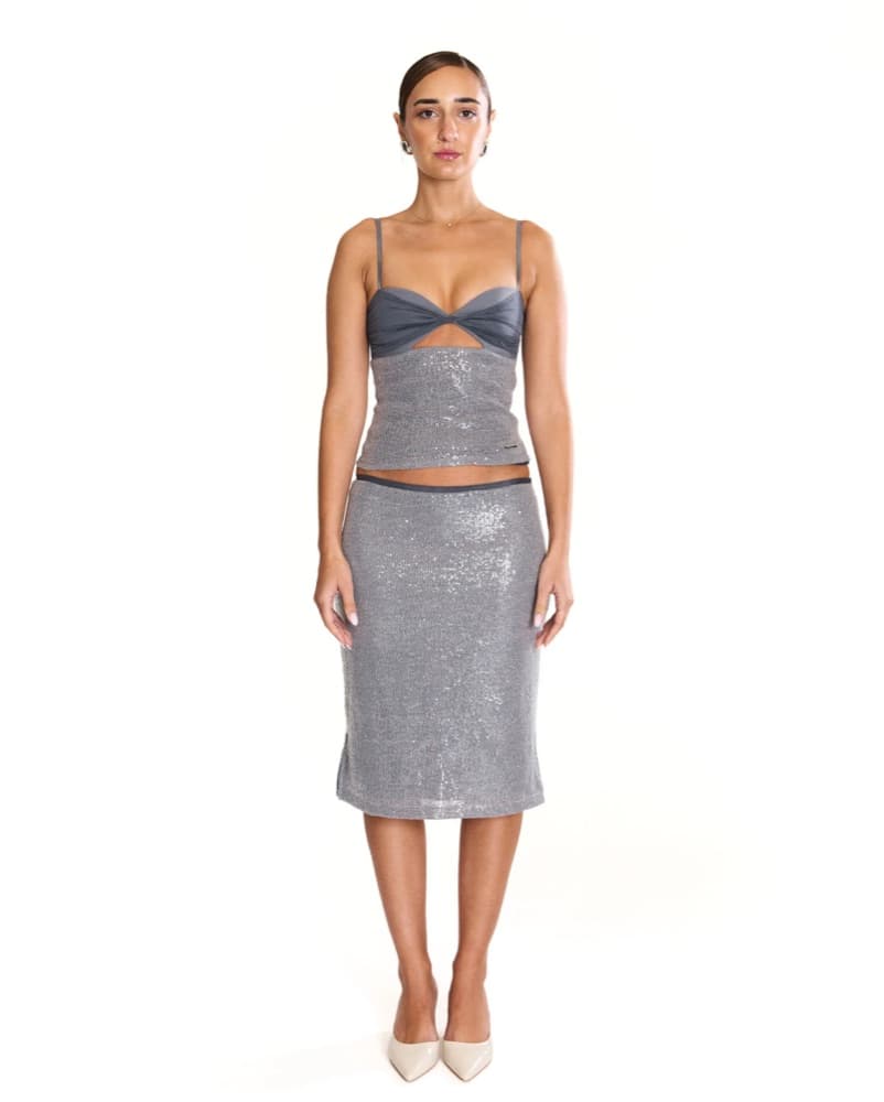 Sparkling Sequin Midi Skirt Set - Image 4