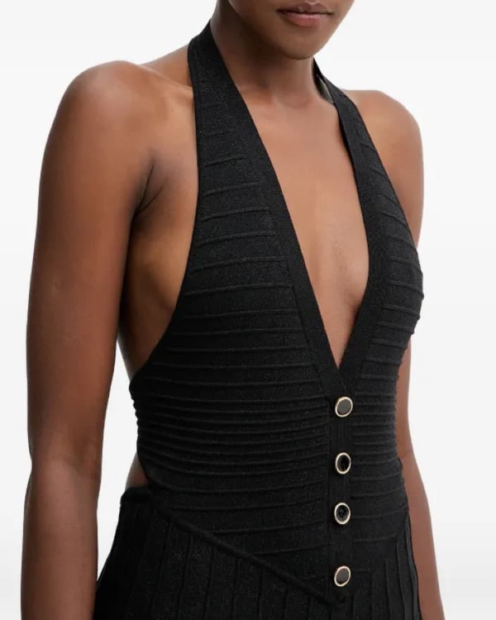 Sleek Halter Cocktail Dress - Image 3