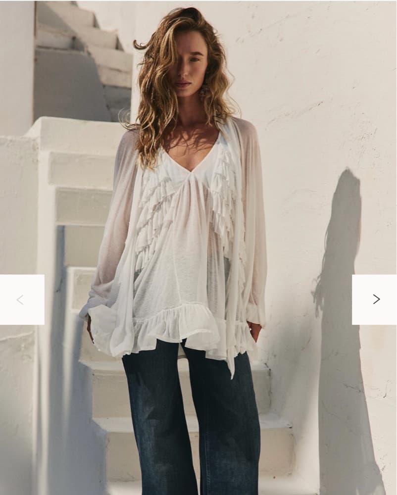 White Boho Ruffle Mini Dress / Tunic - Image 5