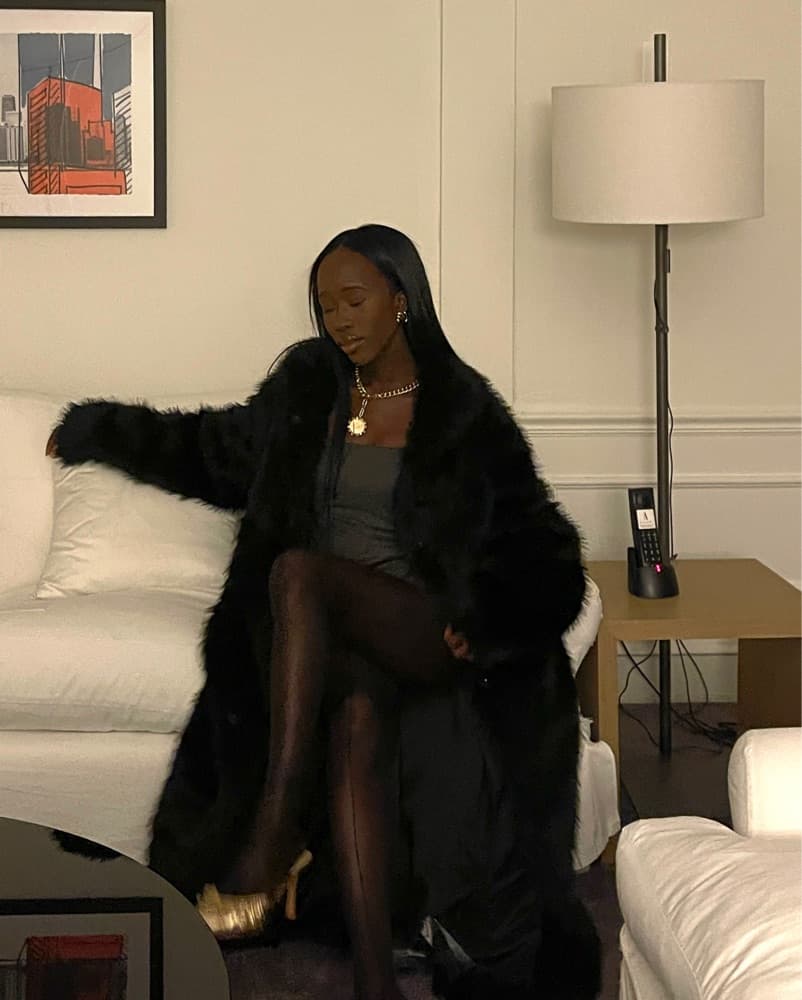 Nakd Fluffy Black Fur Coat - Image 1