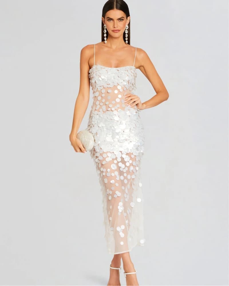 Retrofete Mischa Sequin Dress White  - Image 2